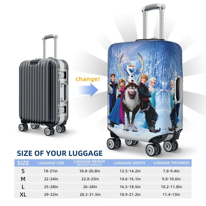 Funda de equipaje de princesa Frozen, Protector elástico personalizado de dibujos animados divertidos, fundas de maleta de viaje de Anna y Elsa
