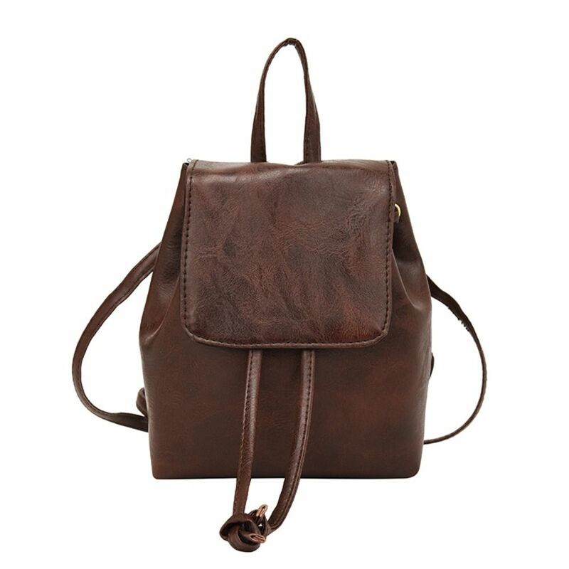 PU PU Backpack Simple Small Pack Brown Retro Backpack Solid Color Handbag Solid Color Shoulder Bag Children