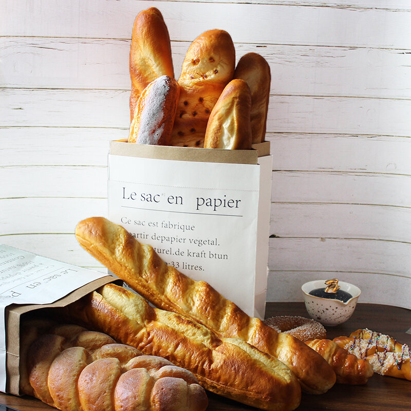 부드러운 향기로운 프랑스 스틱 모델, 가짜 빵, 부드러운 빵, PU 소품 장식, 유럽 가방 절단 모델 시뮬레이션, 1 개