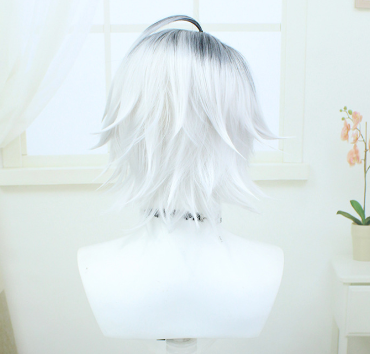 Wig Cosplay Anime Periwig putih gaya rambut keriting panjang simulasi permainan rambut peran Cos hiasan kepala Prop Aksesori kostum Halloween