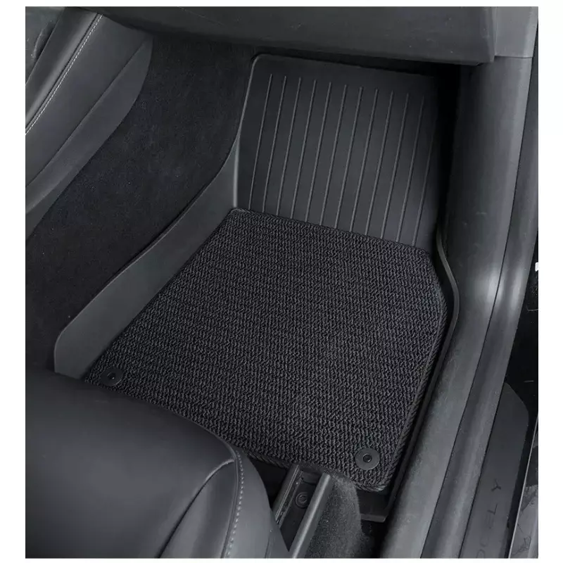 6PCS Floor Mats for Tesla Model Y Model 3 Double Layer 3D TPE Menis Carpet Velvet Waterproof Washable Two Layers Car Floor Pads