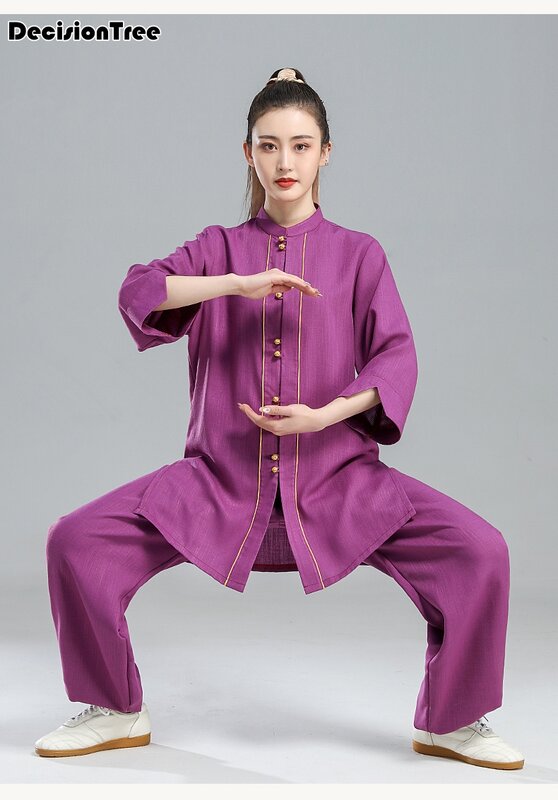 Uniforme de Tai et de Kung Fu en Lin, Vêtements de Performance de Style Chinois, Ensemble de Yoga, 2023