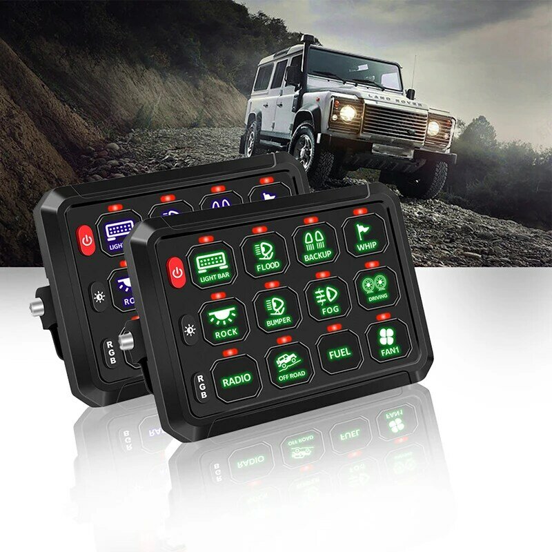 New arrival 12 gang switch panel on-off led car light switch 8 buttons switch panel