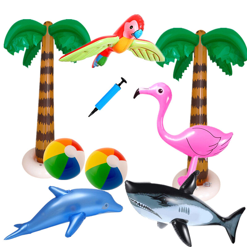 Плавающая игрушка для бассейна, гавайская декорация, аксессуары для украшения сада, надувной пляжный шар с фламинго, игрушки для детей