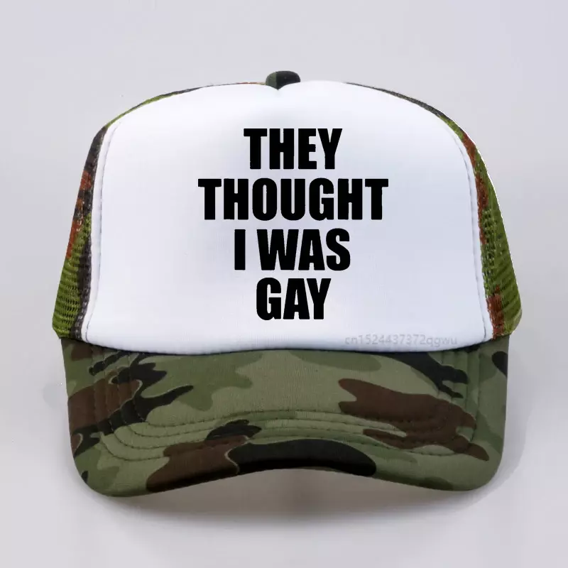 قبعة بيسبول قابلة للتعديل للذكور ، قبعات سائقي الشاحنات القابلة للتنفس ، الهيب هوب ، قبعة غولف مضحكة ، اعتقدت أنني مثلي الجنس ، قطن جرافيكي