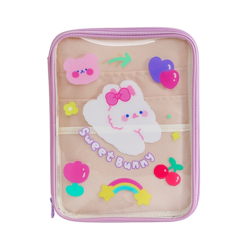 Clear Tablet Sleeve Bag Lovely Cartoon Bear Carrying Bags Transparent Storage