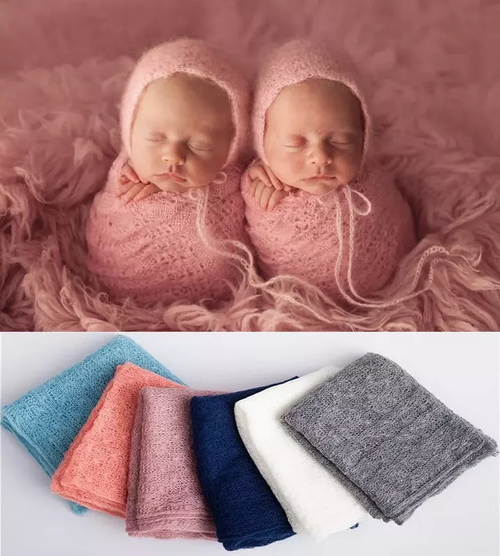 Mohair acessório para fotografia de bebê, cobertor para envoltório de bebê recém-nascido, adereços para fotos