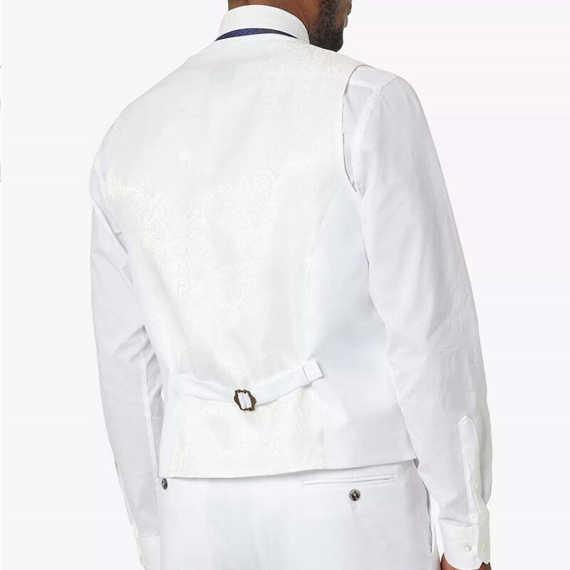 Colete elegante de terno slim fit masculino, vestido de noiva, lapela entalhada, trespassado, casaco de primavera, branco, pequeno