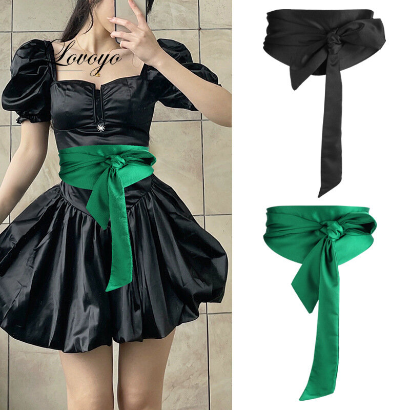 5 colori cinture in vita in pelle scamosciata corsetto largo Cinch cinture per abiti Cummerbunds Bowknot Self Tie Wrap Around Obi cinture in vita per le donne
