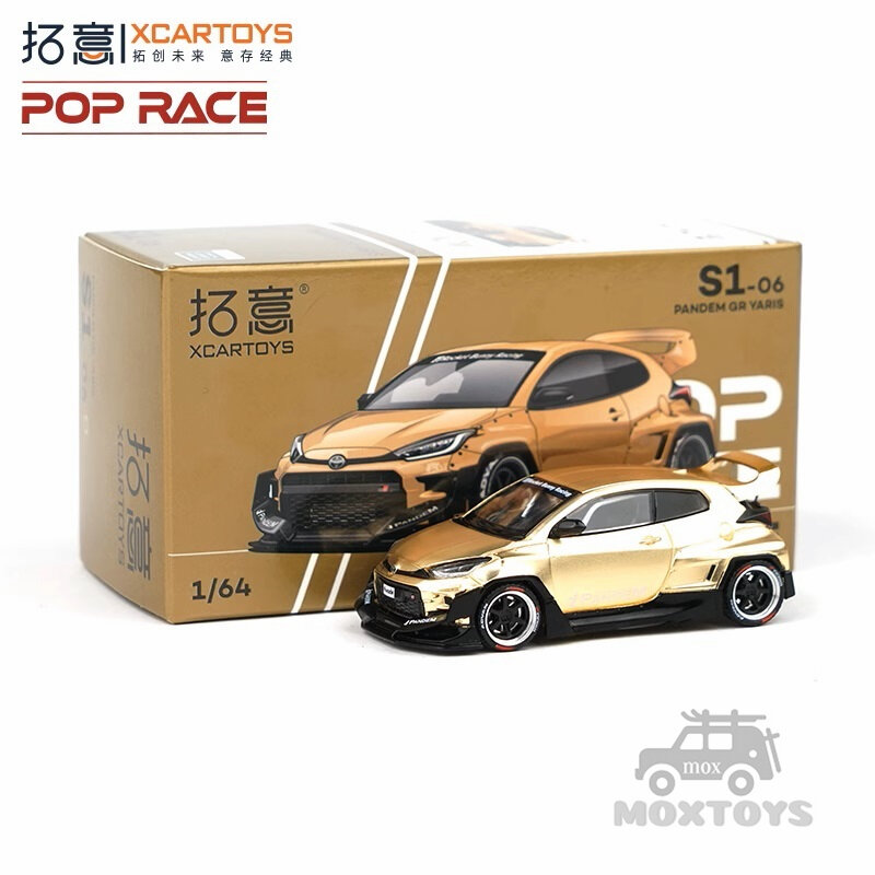 XCarToys x POP RACE 1:64 Padem GR Yaris Satin Gold Diecast Model Car