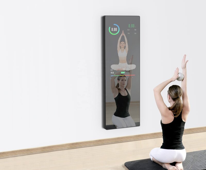 Espejo de ejercicio inteligente para gimnasio en casa, pantalla táctil lcd, espejo de entrenamiento interactivo inteligente