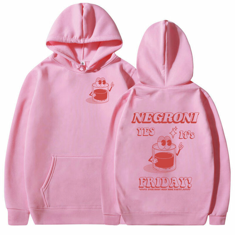 Negroni Drink Yes Its Friday Cute Cartoon Hoodie Men Women's Casual Spring Autumn Fashion Sweatshirts Pullover Oversized Hoodies