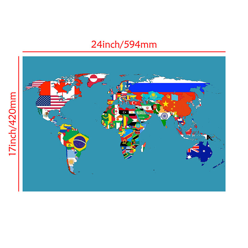 59x42cm kleine Spray Leinwand Weltkarte klassische Ausgabe Karte der Welt Poster Drucke für Schulklassen zimmer Büromaterial