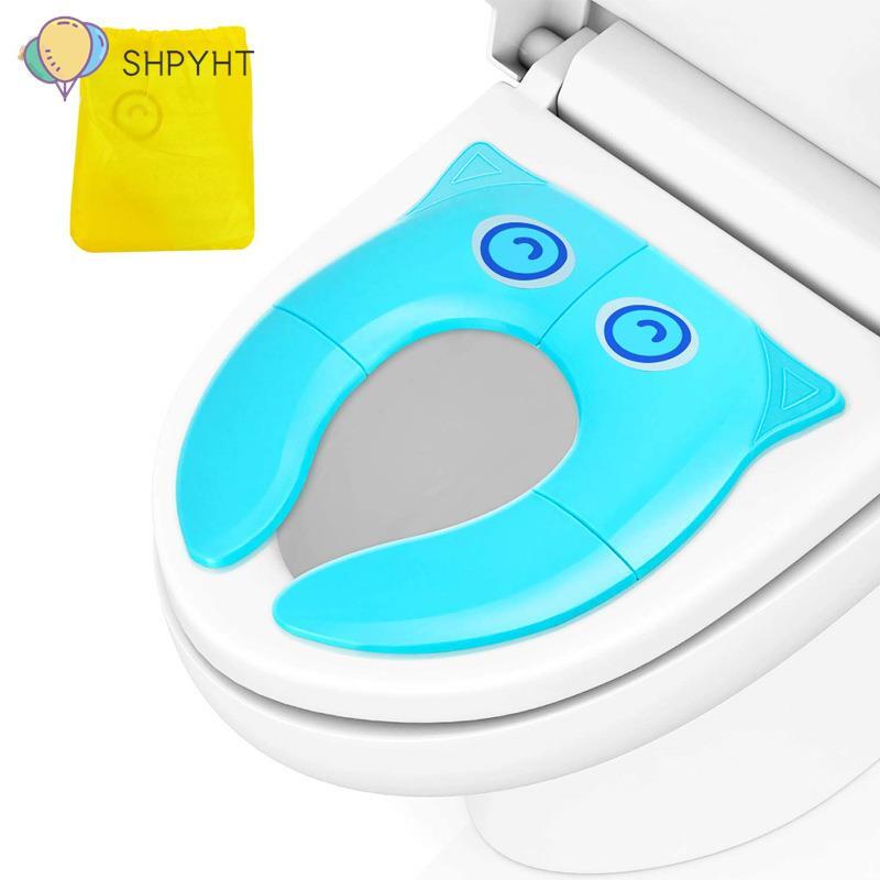 Baby Travel kursi Toilet lipat Gasket portabel balita, alas latihan Toilet, bantal kencing anak, warna kartun penutup Toilet
