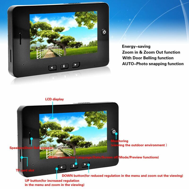 4.3 "TFT LCD فيديو باب الهاتف الداخلي الذكي ثقب الباب المشاهد الهاتف للرؤية الليلية HD 1.3MP البصرية جرس الباب كاميرا أمن الوطن