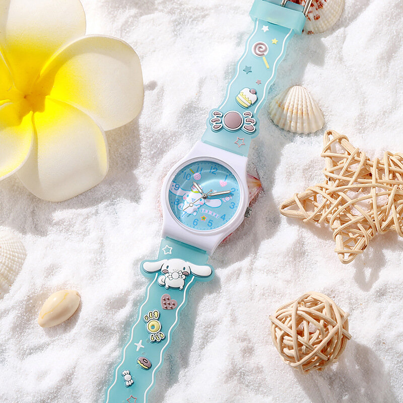 Часы наручные Hello Kitty для девочек, милые водонепроницаемые кварцевые детские, с 3D мультяшным рисунком Kuromi, подарок для детей