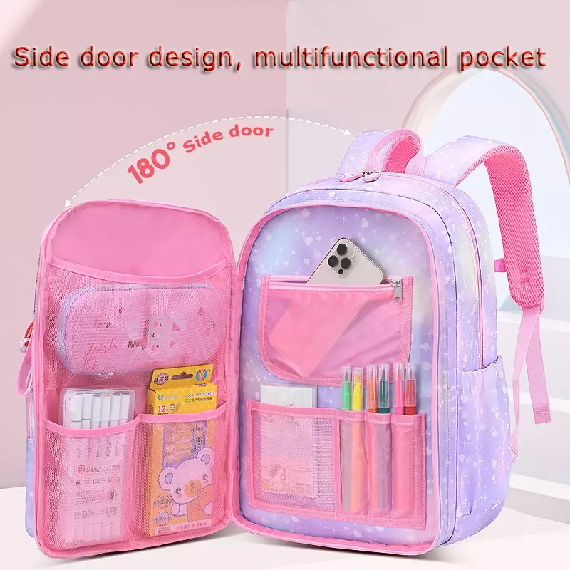 Zaino per la scuola primaria borse colorate carine per ragazze borse da scuola per principessa zaini impermeabili per bambini serie arcobaleno mochila