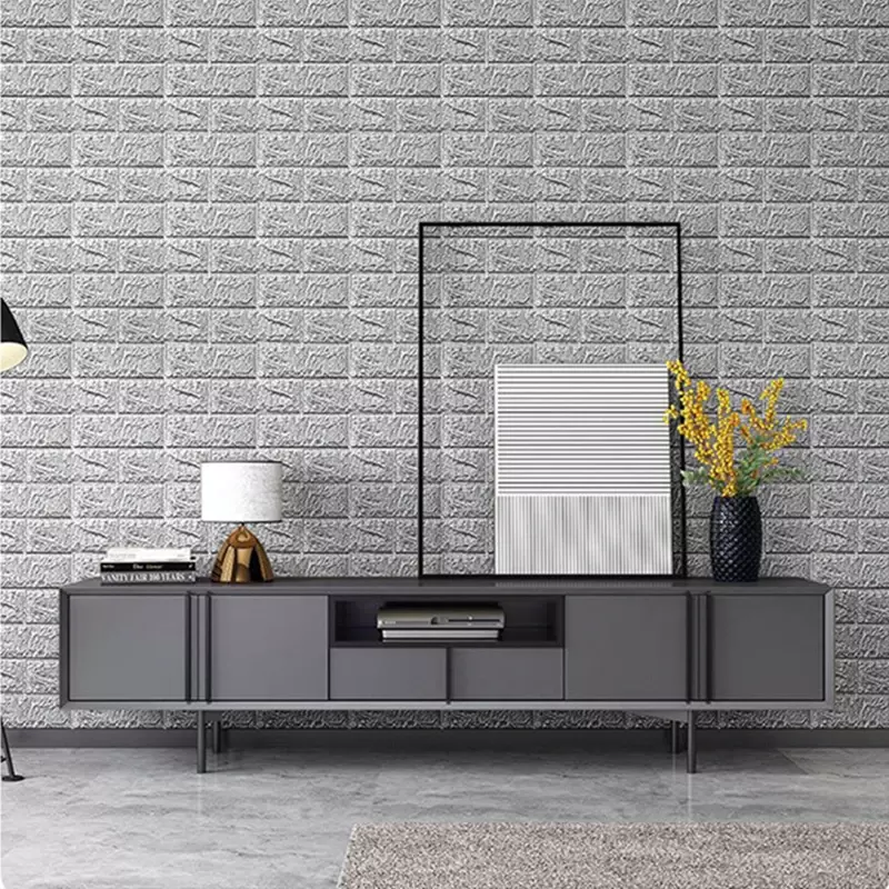Rollo de papel tapiz de ladrillo de espuma suave 3D, autoadhesivo, bricolaje, sala de estar, hogar, cocina, baño, papel de pared decorativo, blanco, azul