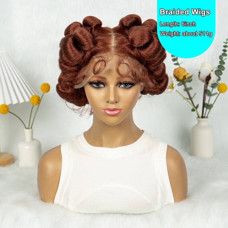 Bantu Synthetic Braided Wigs Full Lace Wig Knotless Box Braids Wigs For Black Women Handmade Afrian Braiding Hair Wigs
