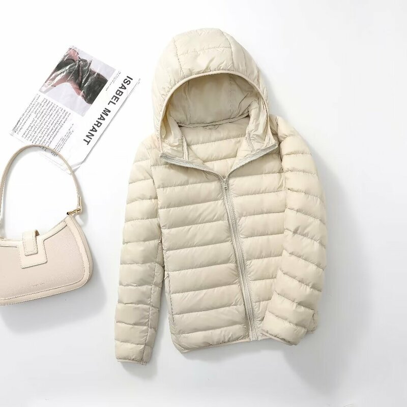 Casacos reversíveis com capuz para mulheres, casacos embaláveis, 90% pato branco para baixo, manter quente, qualidade superior, novo, inverno
