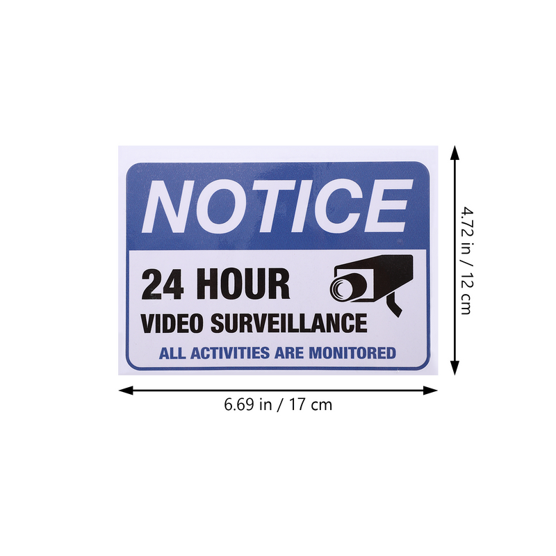 2 Pcs Emblems Monitoring Warning Car Stickers Supplies 24h Monitored Adhesive Caution Decal Video