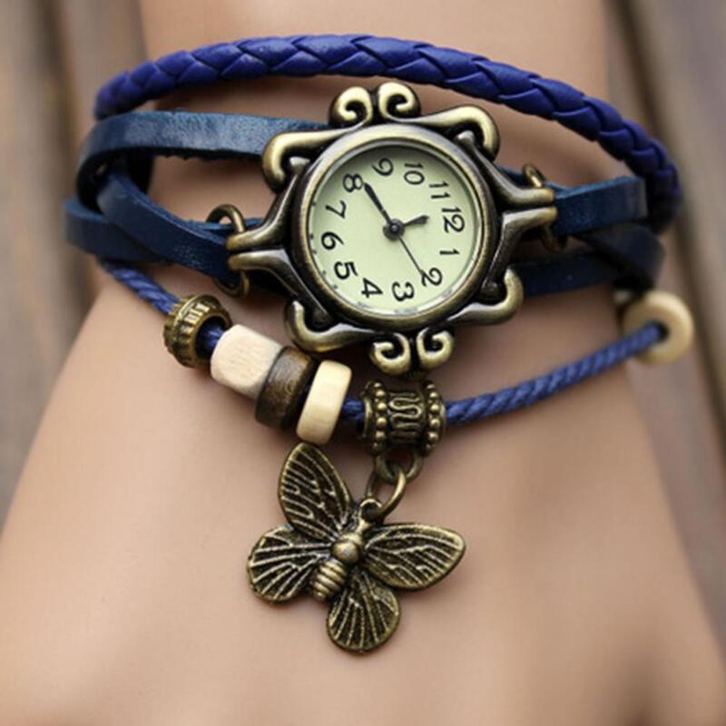 Jam tangan logam dapat diatur jam tangan Fashion sehari-hari jam tangan pembungkus anyaman pakai