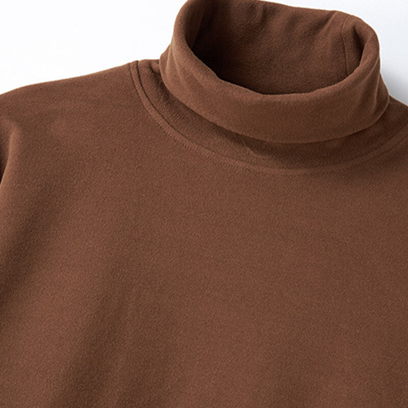 Camiseta de gola térmica masculina, tops de manga comprida, suéter elástico fino, pulôver básico, roupa interior quente, outwear masculino, inverno