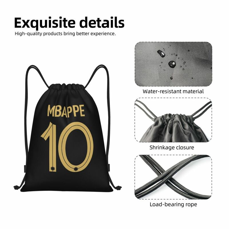 Custom Mbappes 10 Football Drawstring Bag para compras, mochilas de ioga, mulheres, homens, franceses, KM Soccer Sports, Gym Sackpack