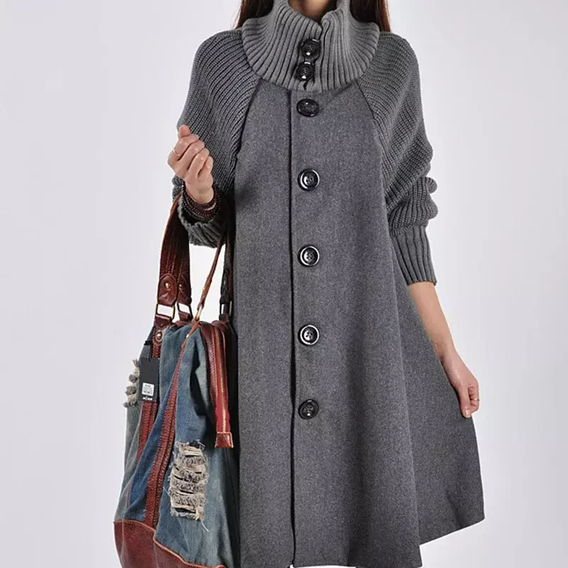 Korean Version Of Large Size Women Winter Coat  Long Loose Woolen Coat Cloak Wool Trench Coat