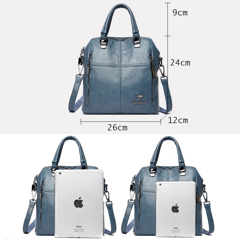 High Quality Solid Color Leather Backpack Women Shoulder Bag Multifunction Travel Backpack School Bags for Girls Bagpack Mochila