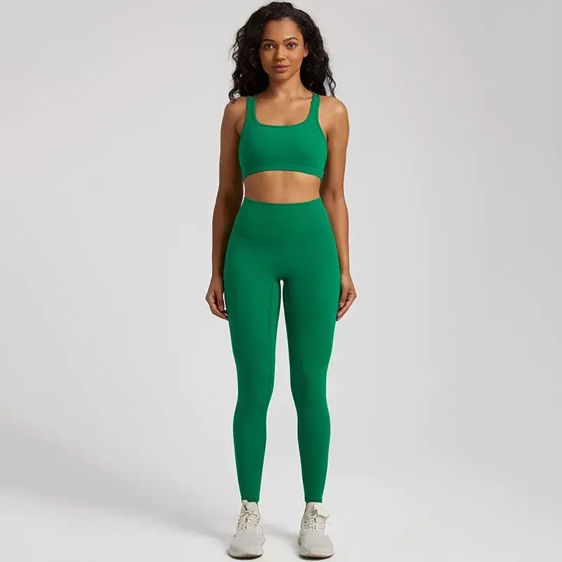 Lemon Gym Fitness Yoga Set Legging Back Cross Sport Bra Top 2pc Suit allenamento completo Jog Womencutout Tie girocollo