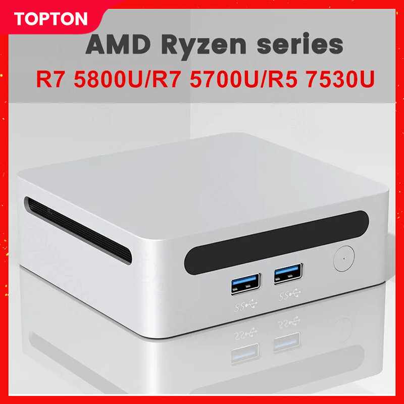 Topton 게이밍 미니 PC 게이머, AMD Ryzen 9 5900HX 7 7730U 5800U 2xDDR4 2xNVMe Windows11 게이밍 미니 컴퓨터, 베어본 8K HTPC WiFi6 BT5.2