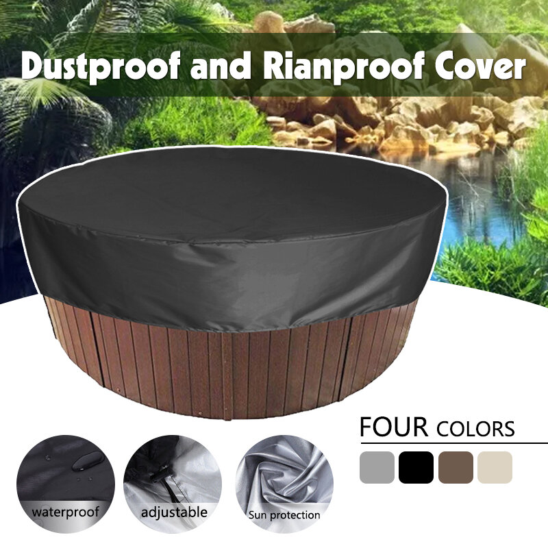 Round Bathtub Cover Outdoor Anti-UV Protector Spa Hot Tub Dust Waterproof Covers Anti-UV Material Waterproof Strong Durable