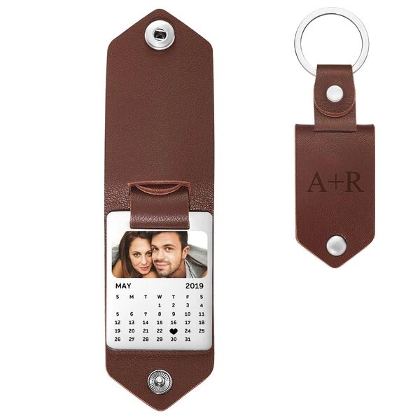 MYLONGINGCHARM Custom Photo Keychain personalized Jewelry souvenir gift Car Key Ring  leather key chain for Mom Dad Men Women