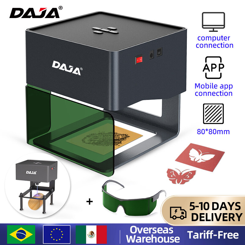 DAJA Mini Gravador A Laser Portátil, Máquina Bluetooth, Pintado Dog Tag Paper, Logotipo De Plástico De Couro De Madeira, CNC DIY