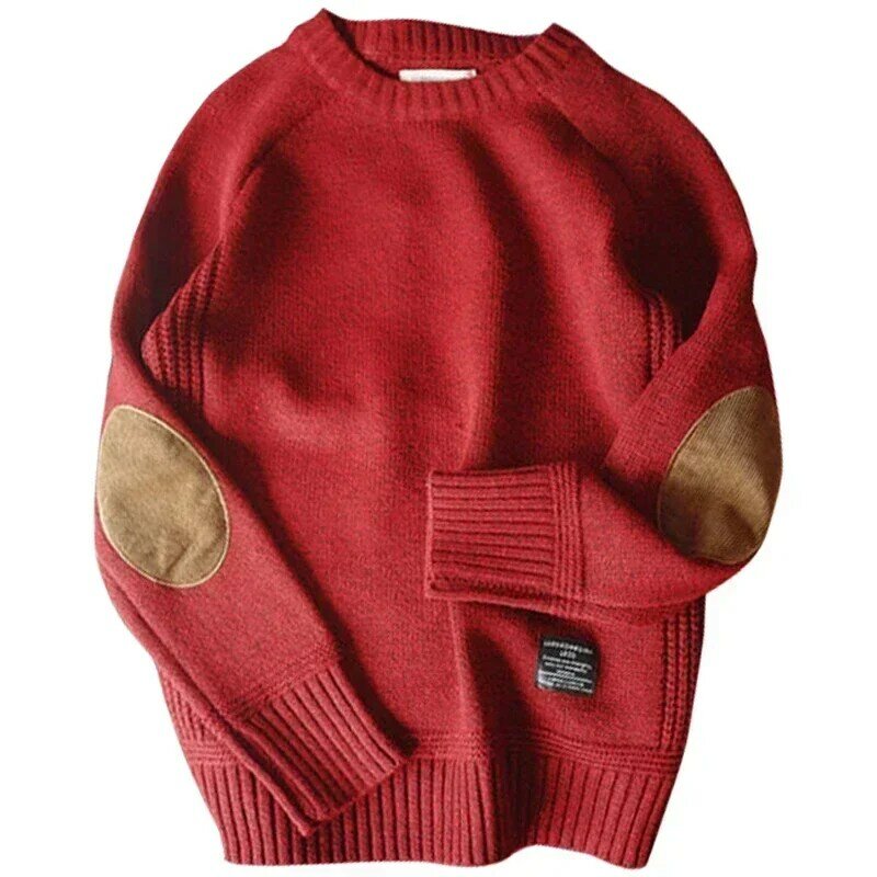 Nowy męski sweter z swetrem modnym naszywką z dzianiny sweter męski Harajuku Streetwear z okrągłym dekoltem