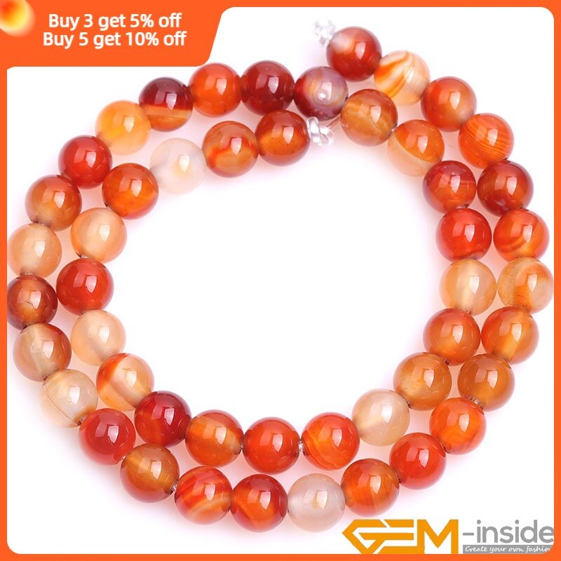 Natural Stone Red Carnelian Agates Round 2mm Big Hole Bead For Jewelry Making Strand 15 inch DIY Bracelet Necklace Bead 6mm 8mm