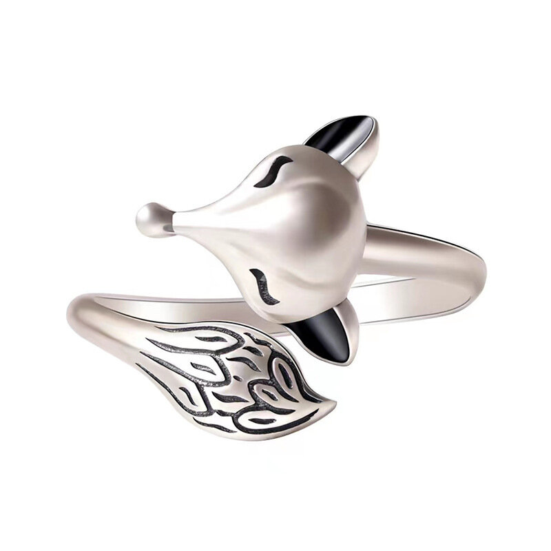 925 Sterling Silver Fox Vintage ​Rings For Women Wedding Aesthetic Luxury Quality Jewelry Wholesale Money 925 Jewellery