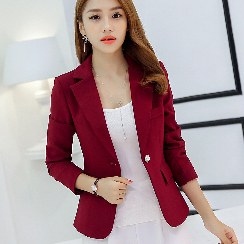 Women Office Work Suit Jacket Coat Formal Slim Short Blazers Long Sleeve Lady Suit Pockets Jackets Clothing Femme