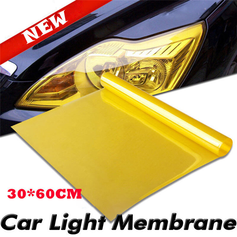Luz trasera de PVC para faros de coche, película teñida, antiniebla, estirable, tinte de luz, pegatina, color amarillo dorado