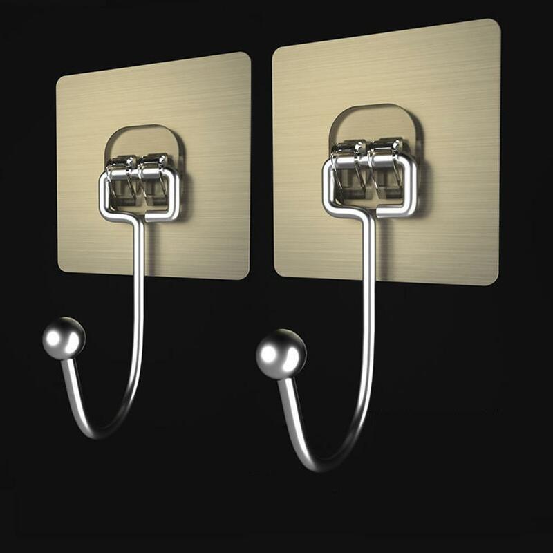 Non Punching Hook Strong Adhesive Household Scratch Free Hooks Paste Door Key Towel Kitchen Holder Clothes Bathroom E8W9