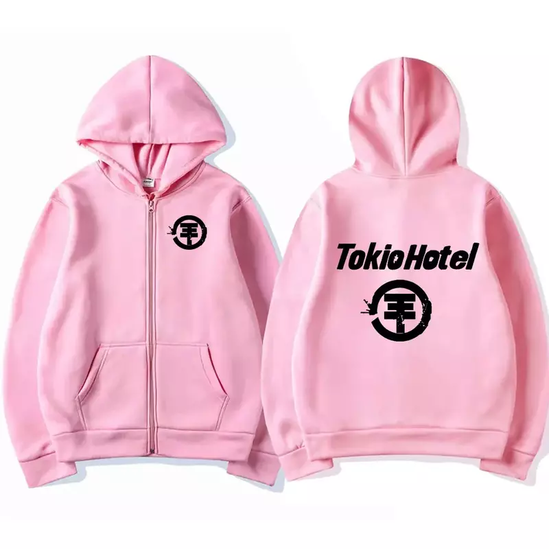 Banda de rock masculina Tokio Hotel Logo Hoodies com zíper, moletons com capuz com zíper, casaco punk gótico vintage, roupas de outono e inverno
