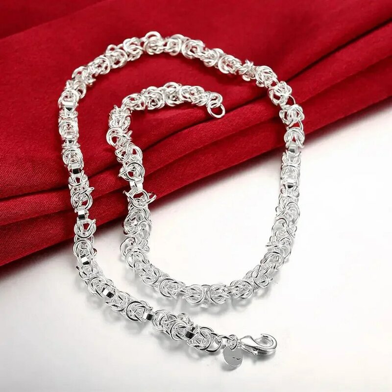 Charm 925 Sterling Silver Bracelets Necklace Jewelry Sets for Men Women Classic Circle Chain Fashion Party Christmas Gifts 50cm