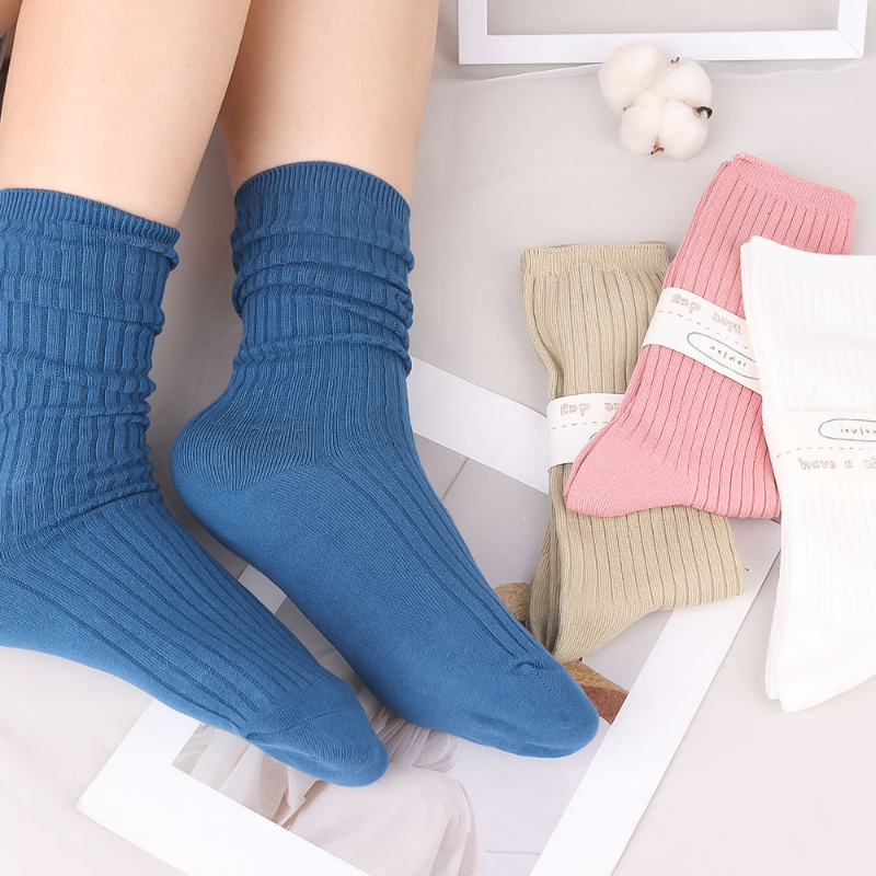 Chaussettes chaudes et solides pour femmes, Tube central, chaussettes tricotées en coton, simples et à la mode, chaussettes de sol d'intérieur, automne et hiver