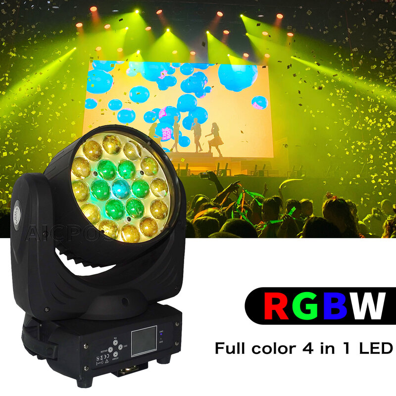 10 pz/lotto 19x15W RGBW 4 in 1 LED Moving Head Lamp Zoom Stage Spotlight controllo DMX DJ Disco Stage Event Show Lighting