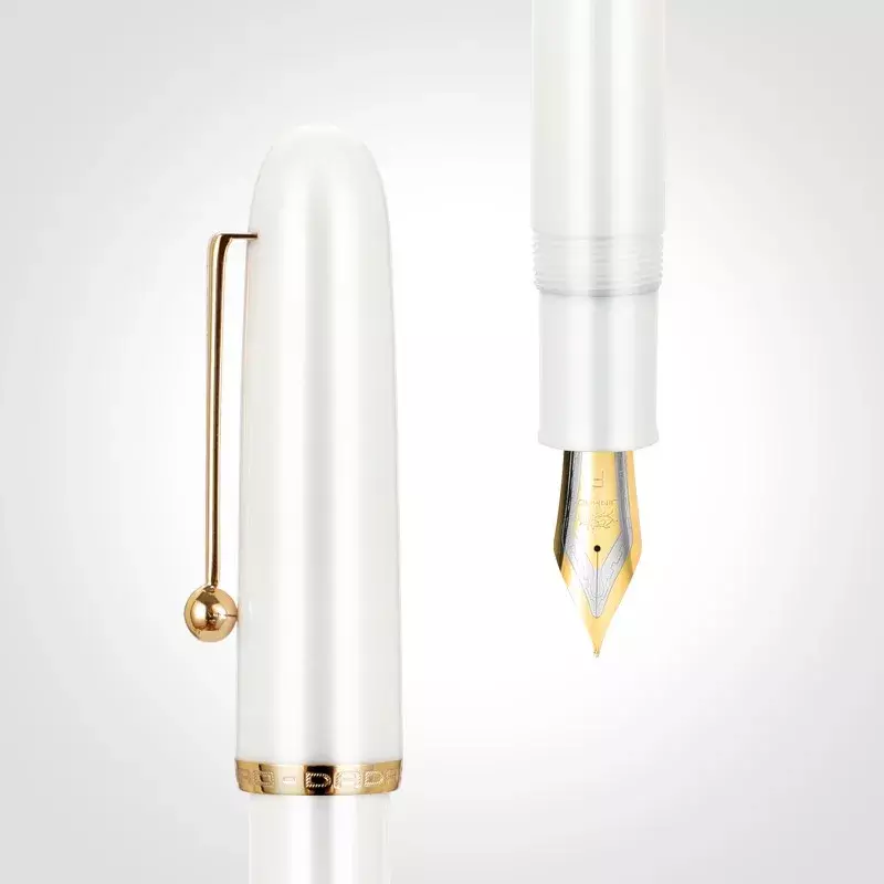 JINHAO-pluma estilográfica de acrílico transparente, pluma giratoria blanca EF F M Nib, material escolar de oficina, PK 9016, 9019