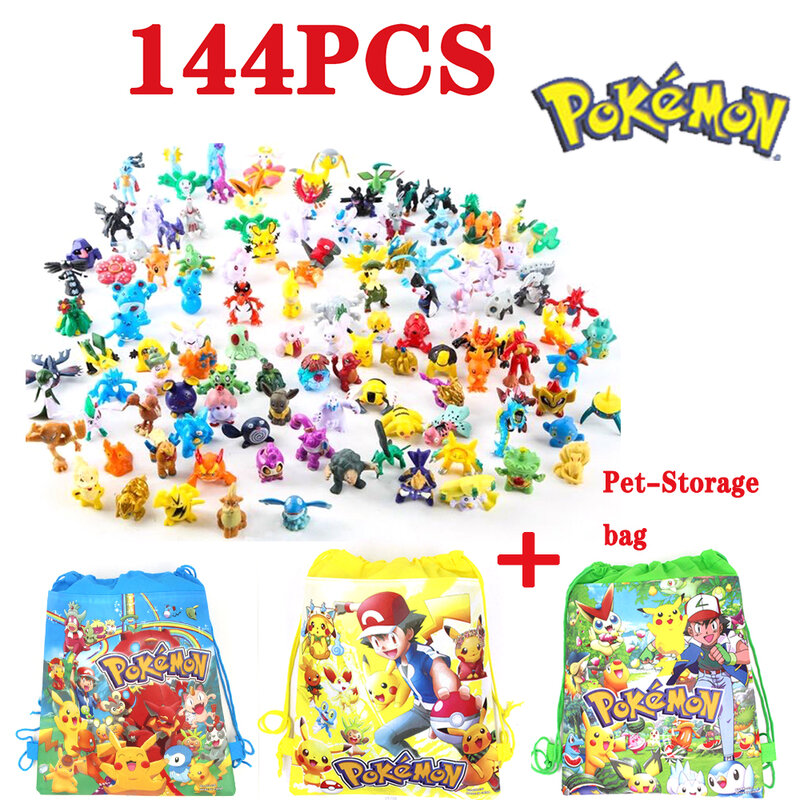 Mainan tokoh aksi Anime Pikachu, mainan koleksi dekorasi Ornamental Model 144 untuk hadiah Natal anak-anak