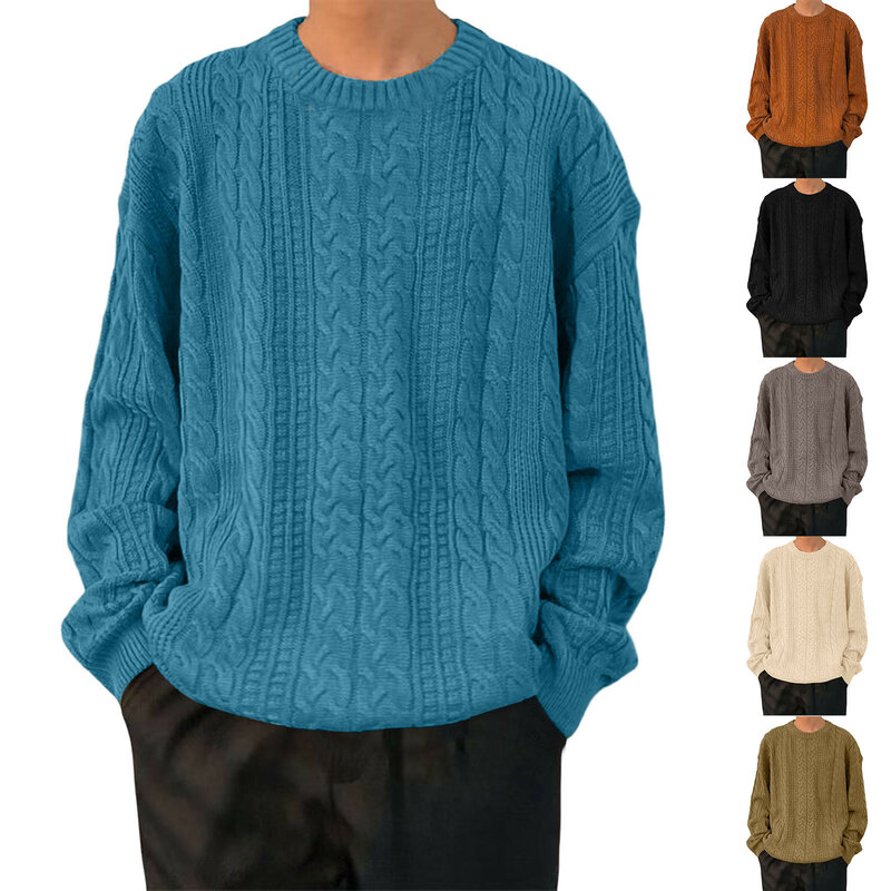 Jersey de lana de manga larga para hombre, Tops de punto, Jersey cálido de alta calidad, ropa de otoño e invierno