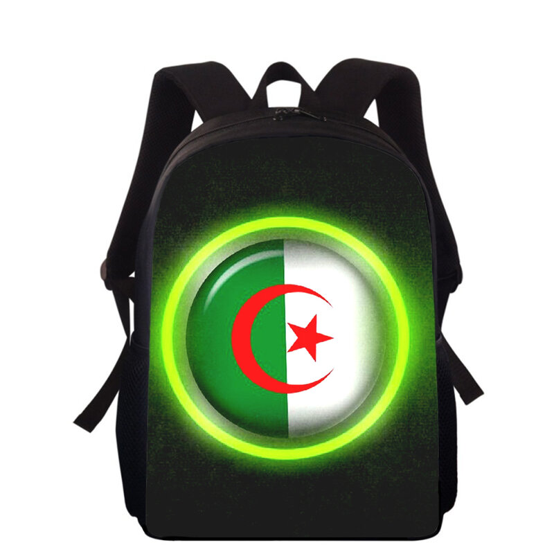 Algeria Flag 15” 3D Print Kids Backpack Primary School Bags for Boys Girls Back Pack Students School Book Bags
