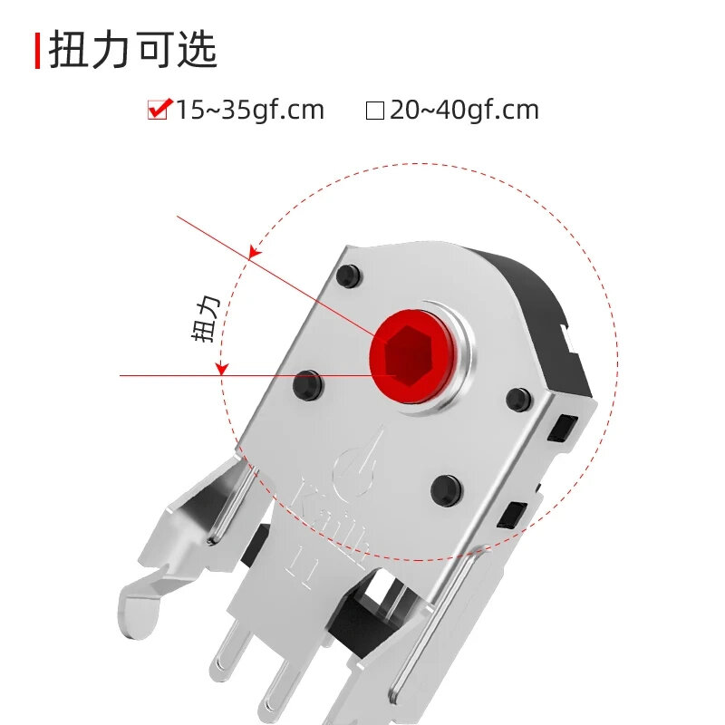 Kailh Decoder, 5/7/8/9/10/11mm inti merah Rotary Mouse Scroll Encoder roda 1.74mm lubang untuk PC Mouse alps encoder